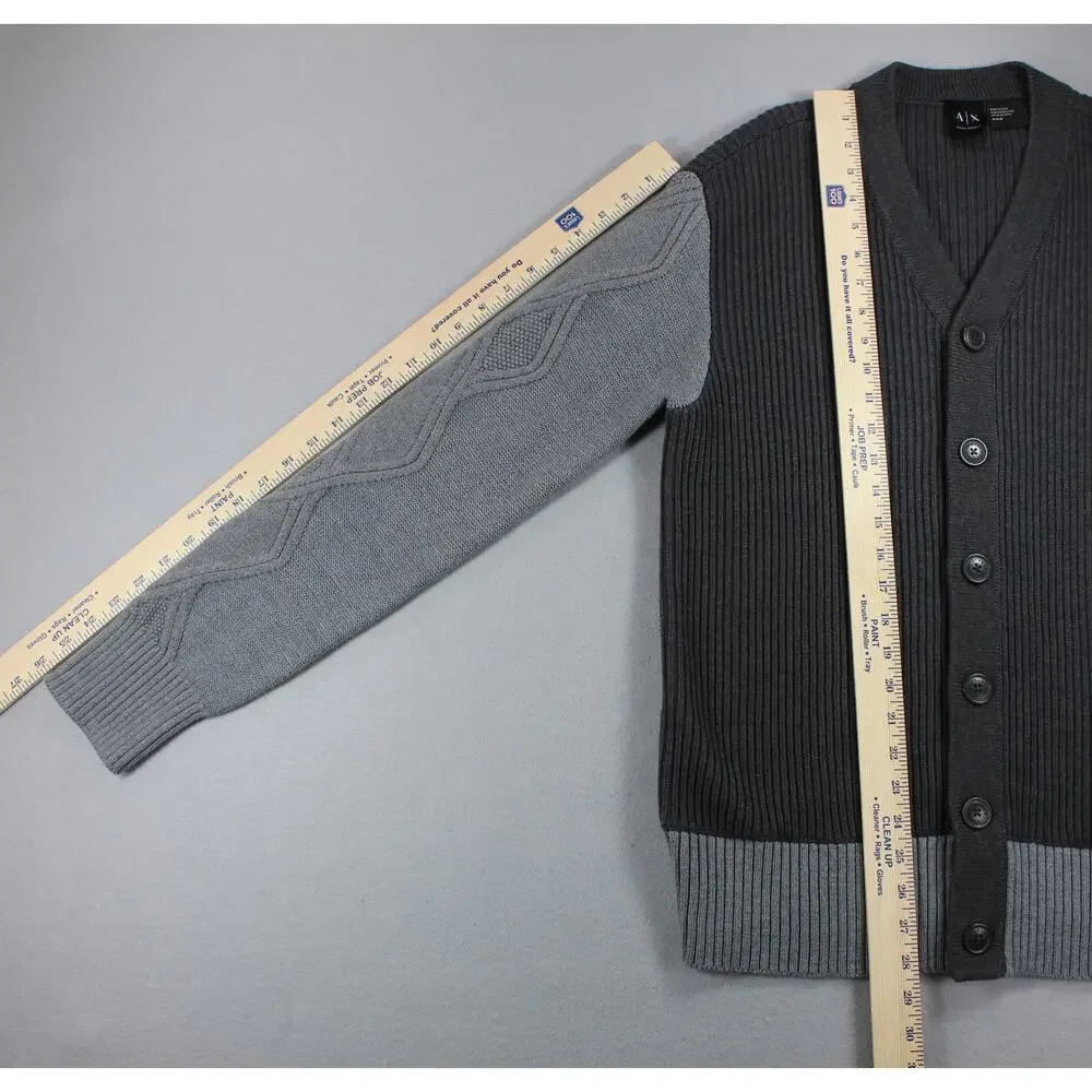 Armani Exchange AlX Ribbed Cardigan Sweater Men's Medium Colorblock Button Front
